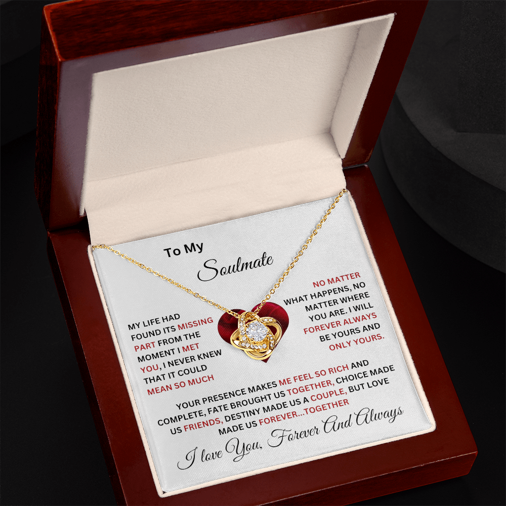 Valentine Day To My Soulmate Love Knot Necklace