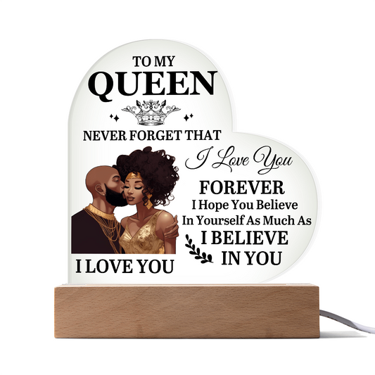 Valentine's Day TO MY QUEEN Acrylic Heart Plaque
