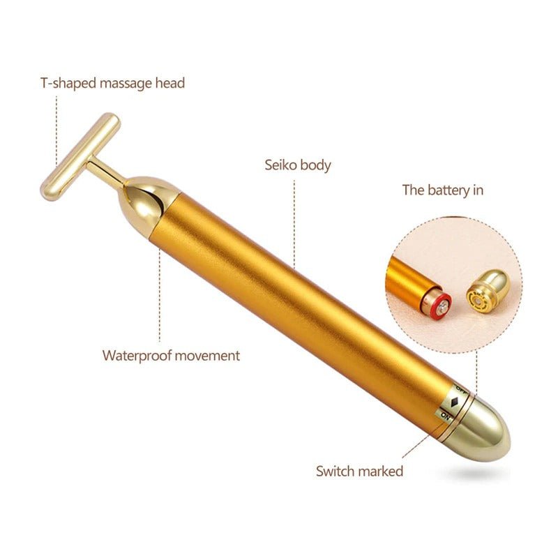 Energy 24K Gold T Beauty Bar Facial Roller Massager - Unique Empire Gifts Store