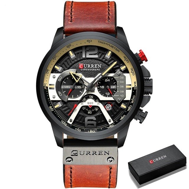 Military Leather Chronograph Wristwatch - Unique Empire Gifts Store