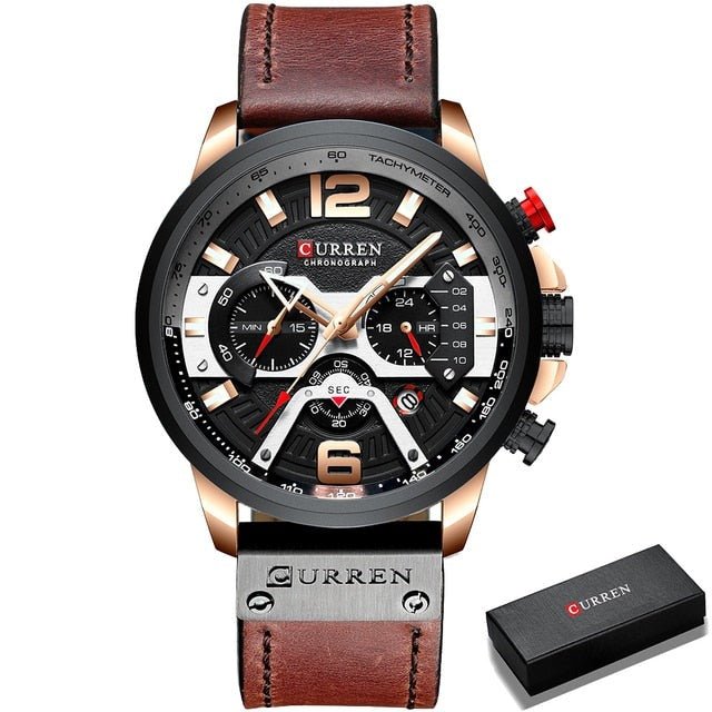 Military Leather Chronograph Wristwatch - Unique Empire Gifts Store