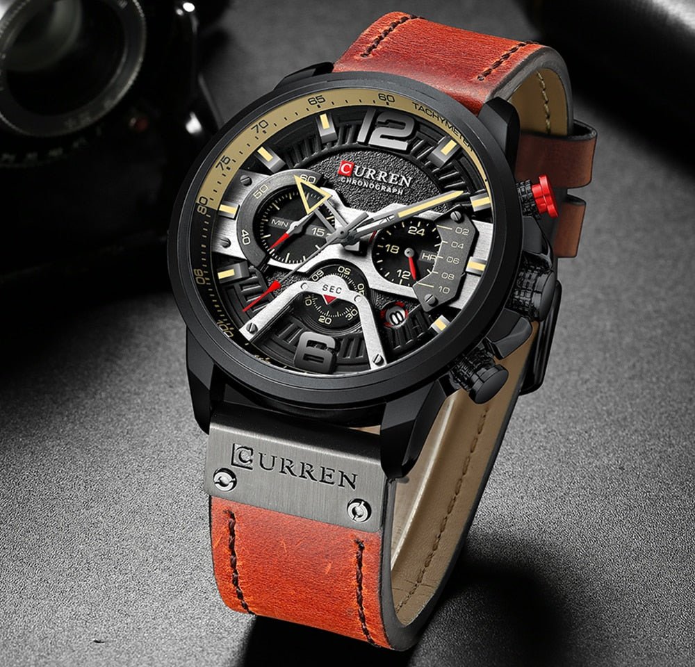 Military Leather Chronograph Wristwatch - Unique Empire Gifts Store