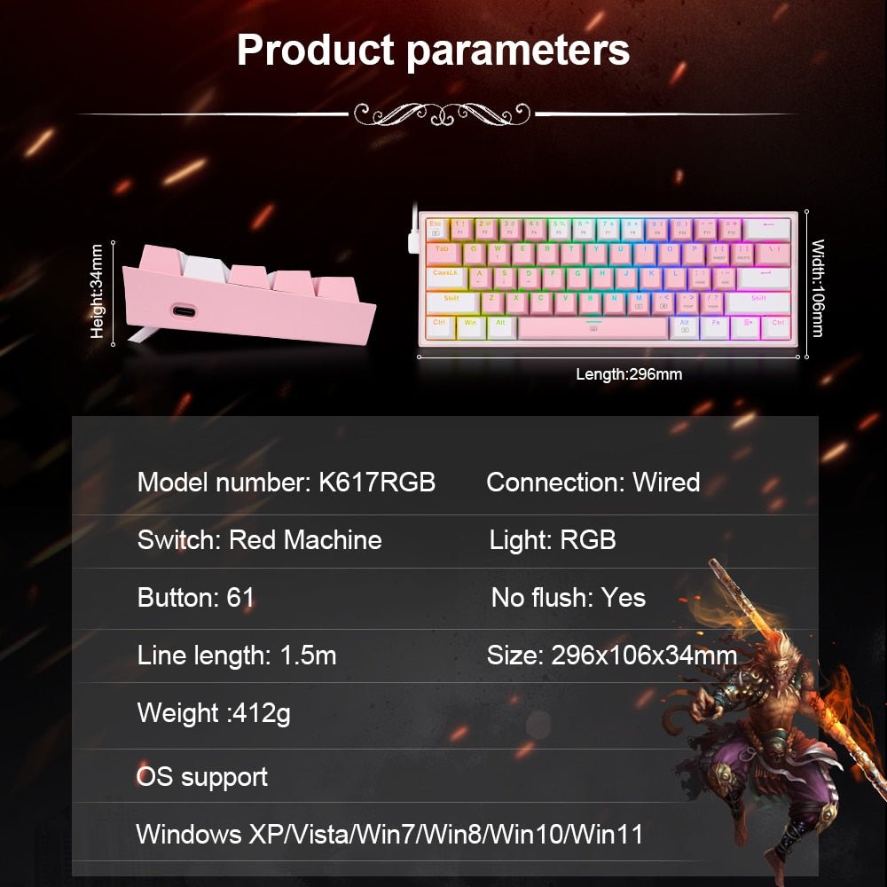 Mini Mechanical Gaming Wired Keyboard - Unique Empire Gifts Store